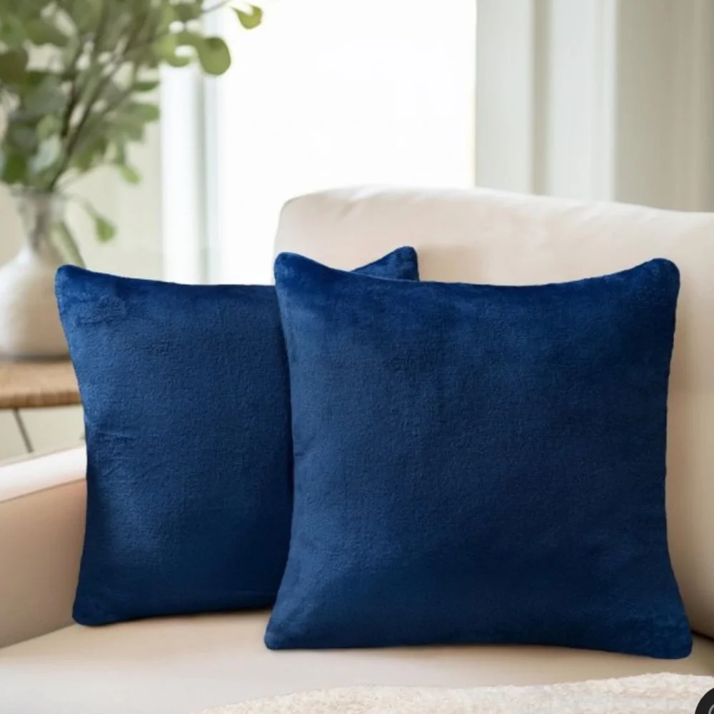 Blue Velvet Square Pillow Covers